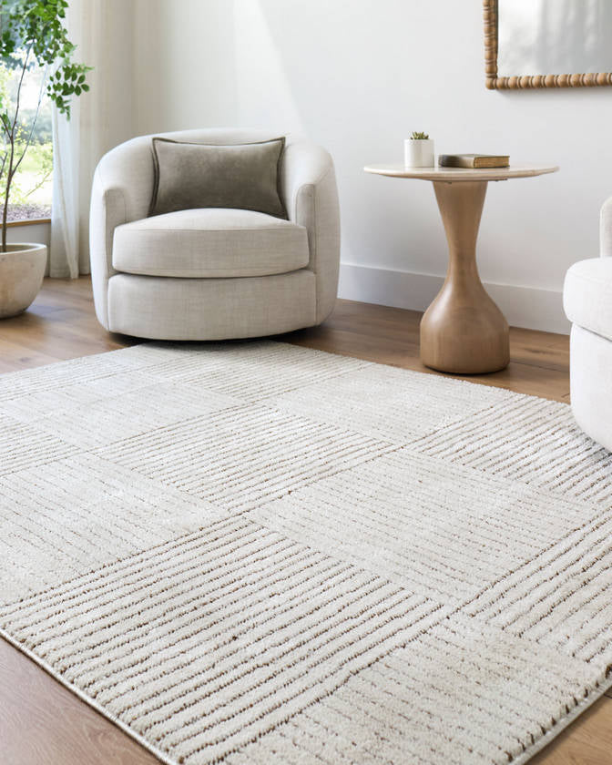 Architect Modern Ivory/Dark Brown Area Rug - Galey Alix Livabliss