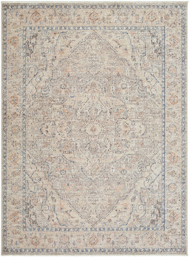 Maria Elena Traditional Taupe/Dark Blue Area Rug - Galey Alix Livabliss