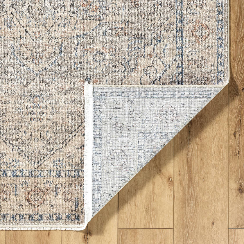 Maria Elena Traditional Taupe/Dark Blue Area Rug - Galey Alix Livabliss