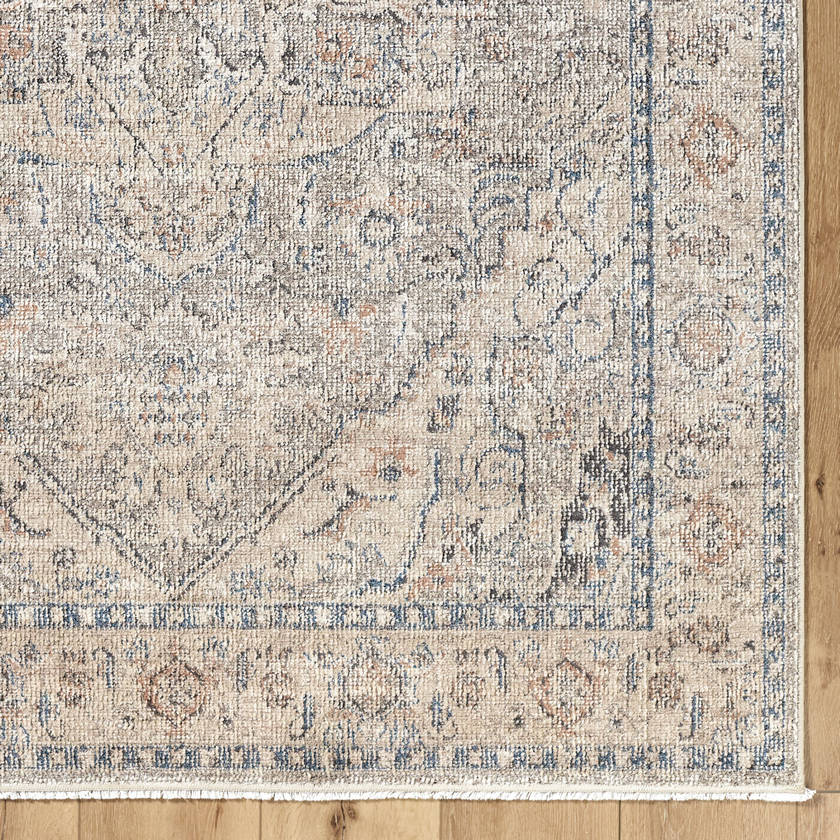Maria Elena Traditional Taupe/Dark Blue Area Rug - Galey Alix Livabliss