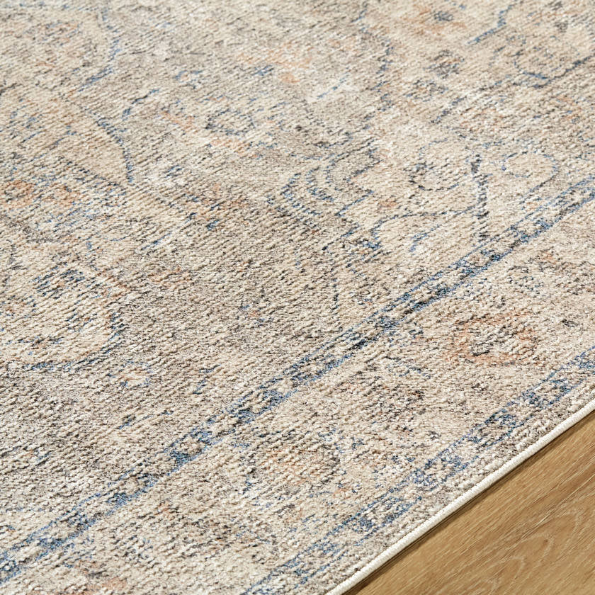 Maria Elena Traditional Taupe/Dark Blue Area Rug - Galey Alix Livabliss