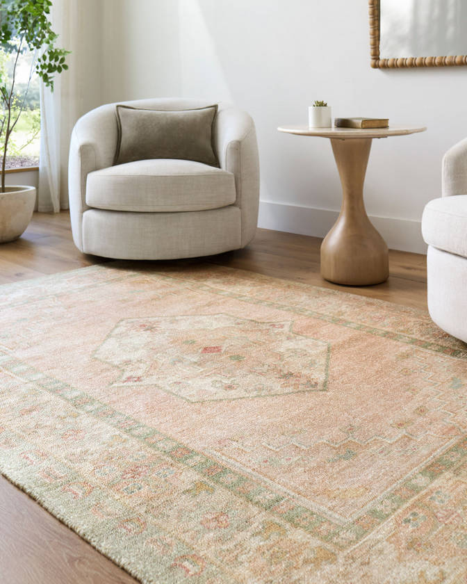 Luciana Traditional Sage/Blush Area Rug - Galey Alix Livabliss