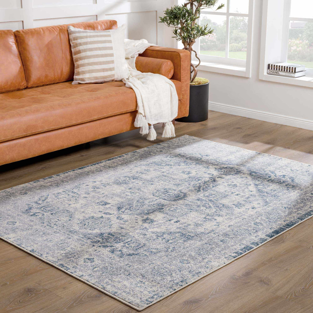 Peeta Gray Blue Medallion Area Rug