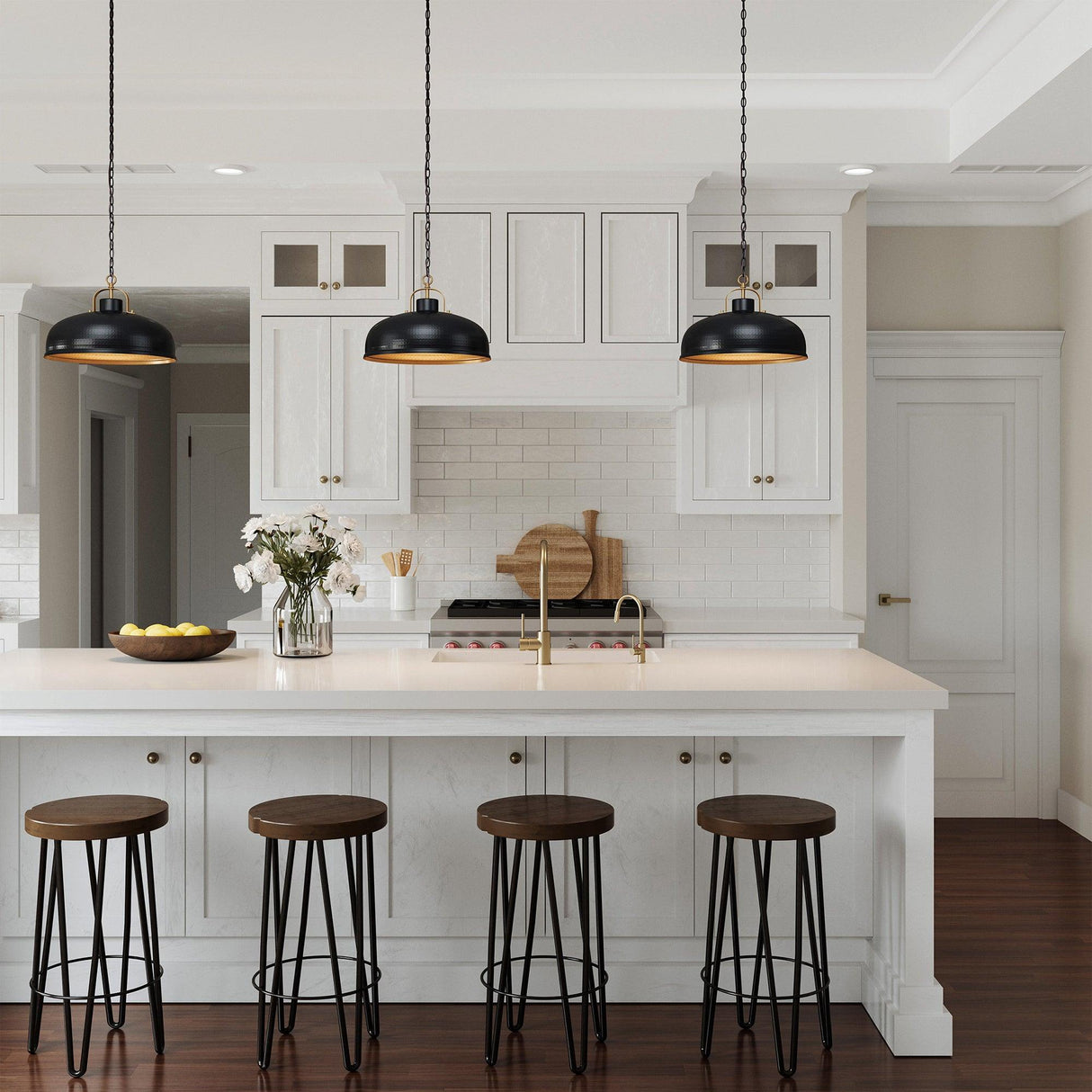 Ambert 1-Light Black Rustic Metal Dimmable Island Pendant Light