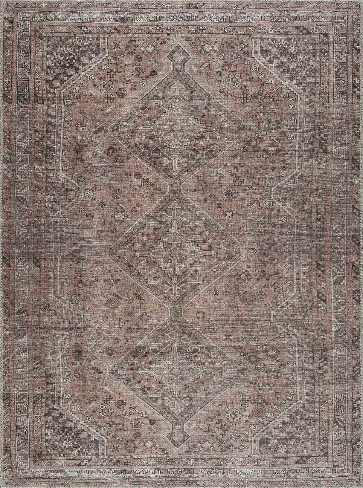 Barny Brown Flat Pile Washable Rug