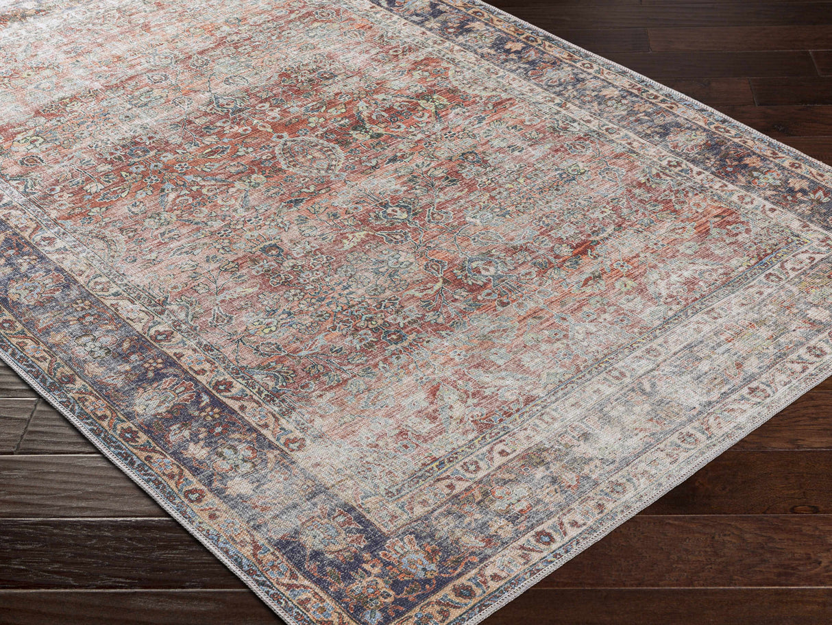 Rust Anahawan Distressed Washable Area Rug - Clearance