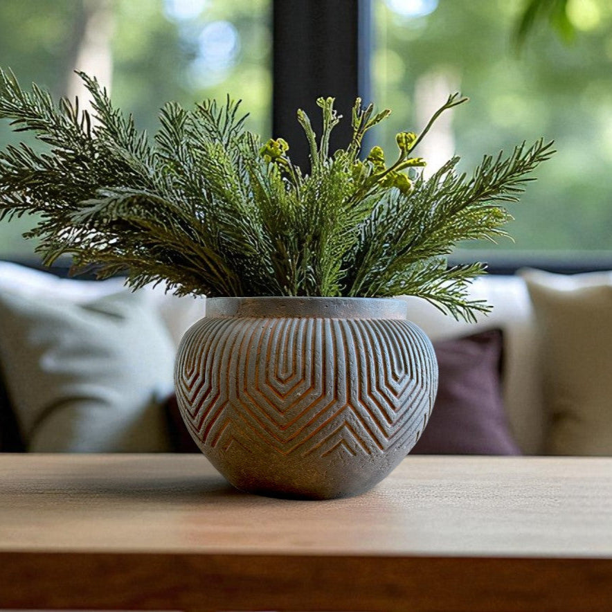 Linden Concrete Vessel in Rustic Umber, 8"D X 6"H