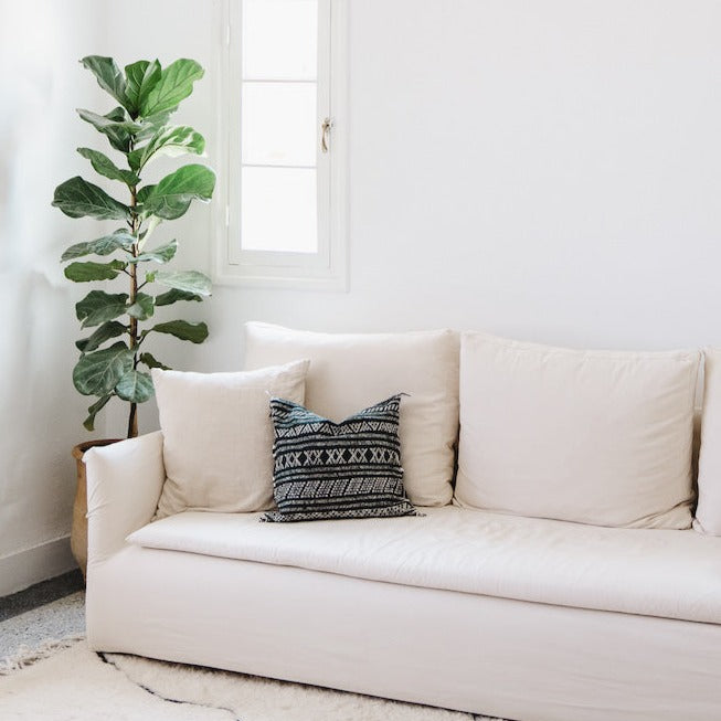 Desert Stripe Cactus Silk Pillow | Black