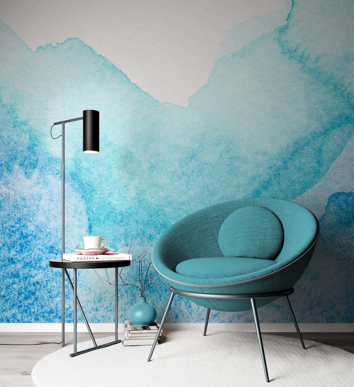 Abstract Blue Wallpaper - Serene Blue Watercolor Wall Mural