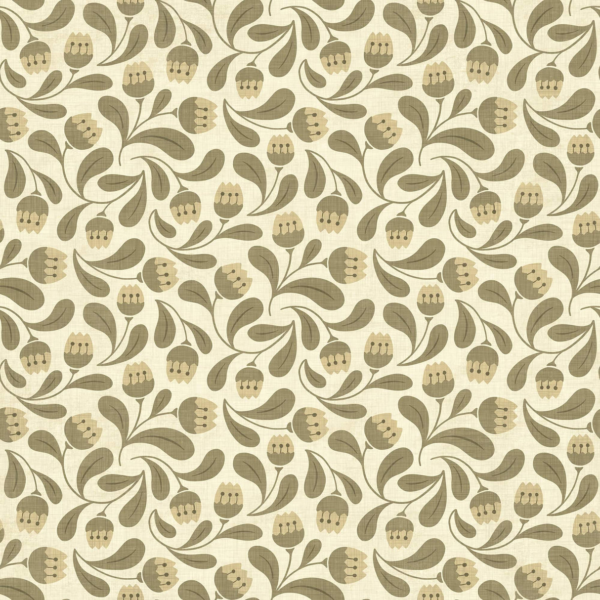 Whimsical Bloom Wallpaper - Soft Green & Cream Floral