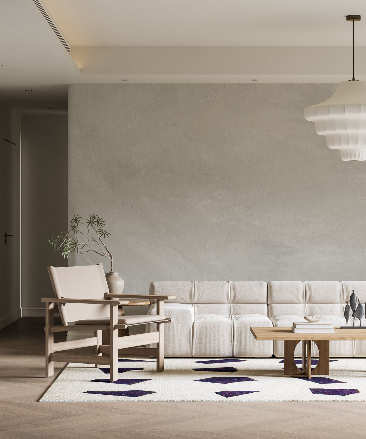 Modern Limewash Wallpaper - Soft Faux Plaster Wall Mural