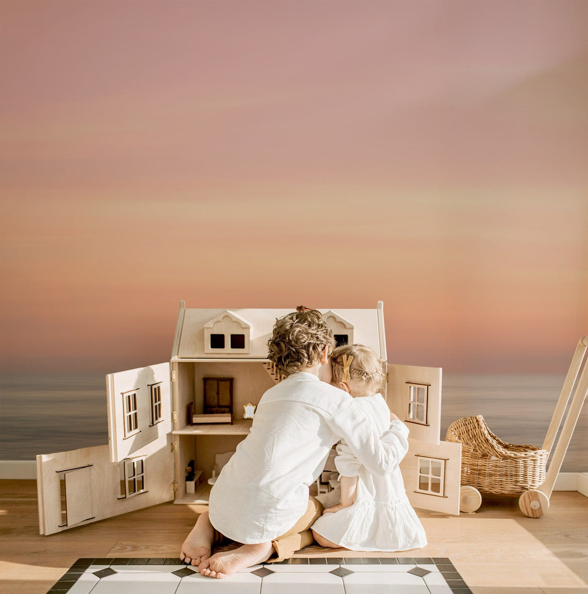 Abstract Sunset Ocean Wallpaper Mural