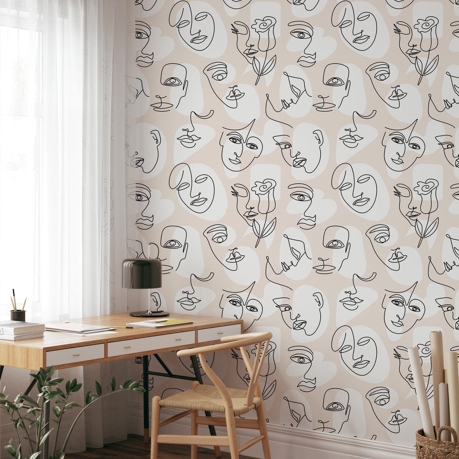 Abstract Line Face Wallpaper - Bohemian Woman Face Wallpaper