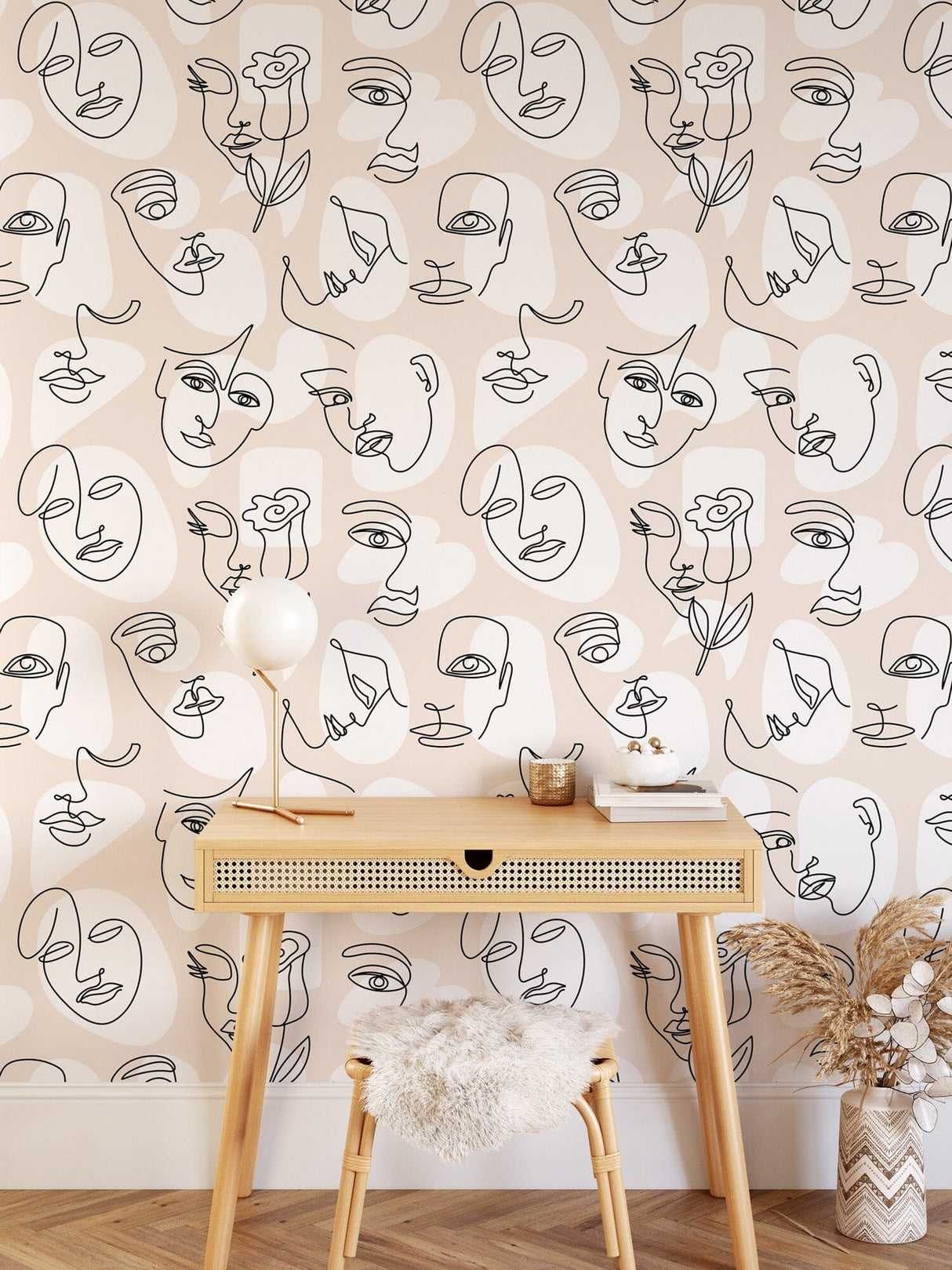 Abstract Line Face Wallpaper - Bohemian Woman Face Wallpaper