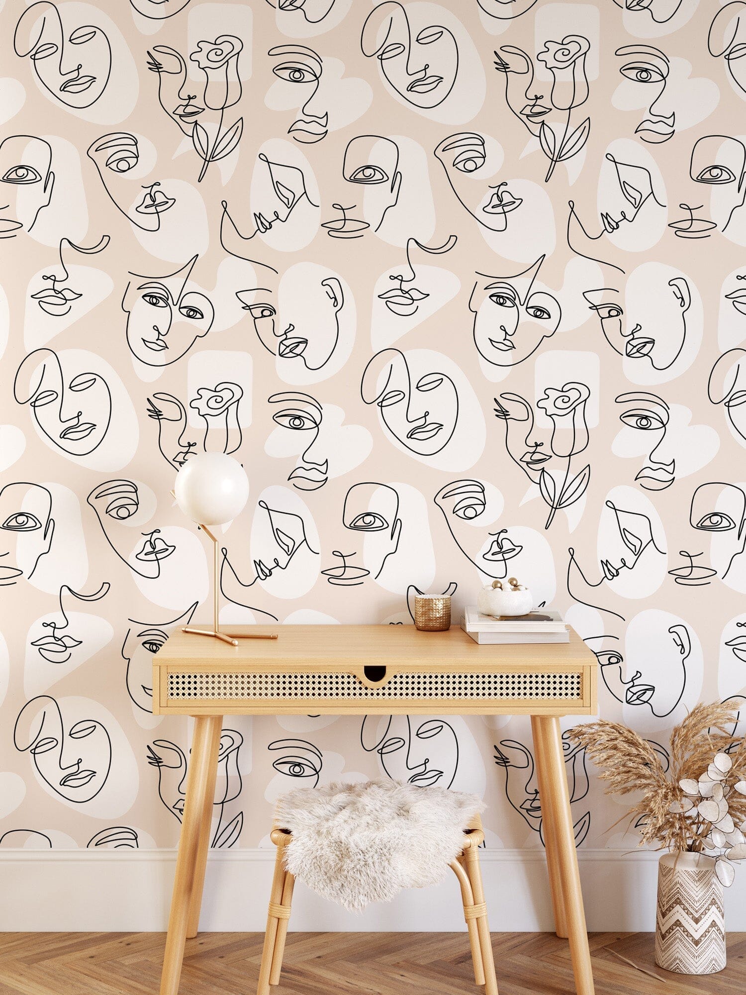 Abstract Line Face Wallpaper - Bohemian Woman Face Wallpaper