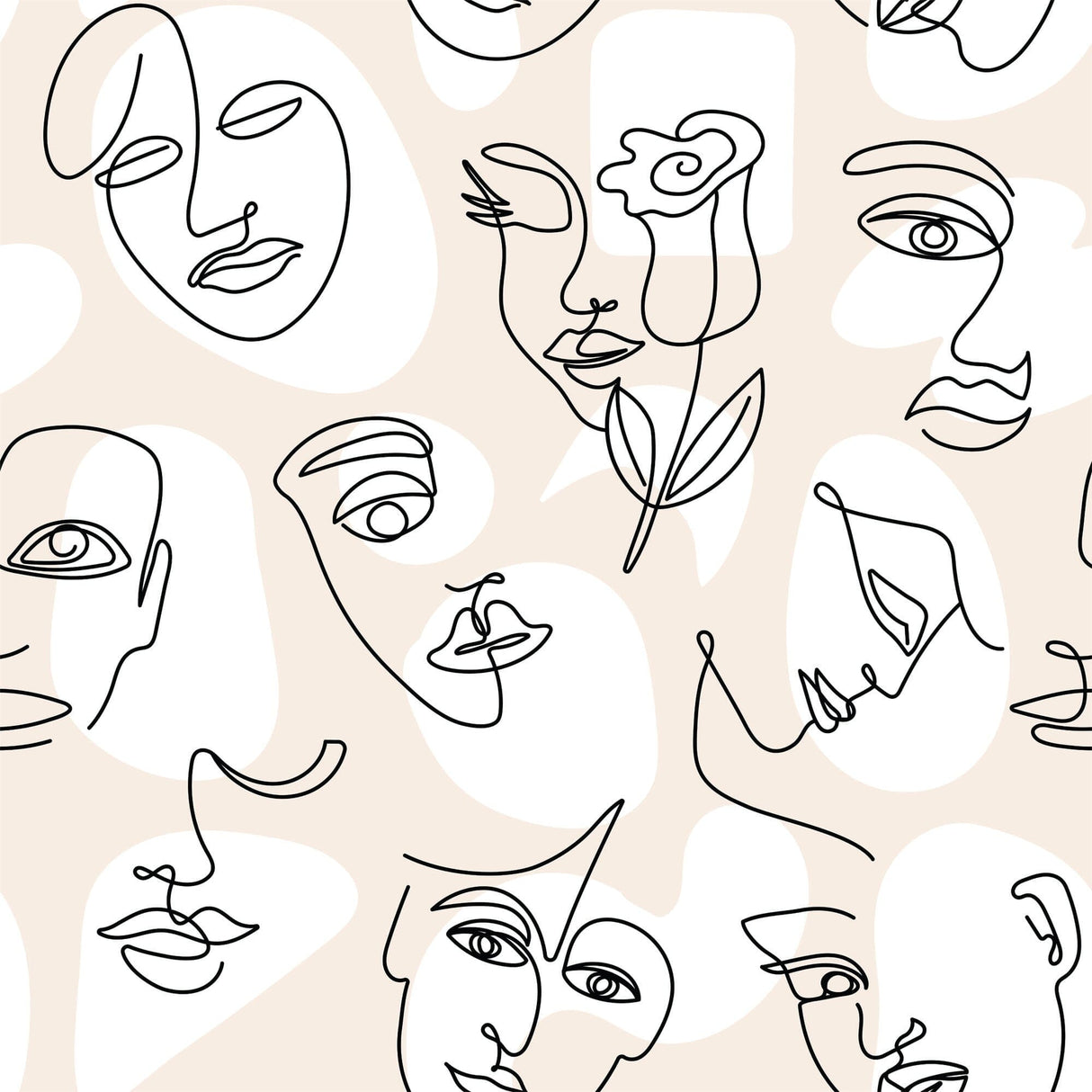 Abstract Line Face Wallpaper - Bohemian Woman Face Wallpaper