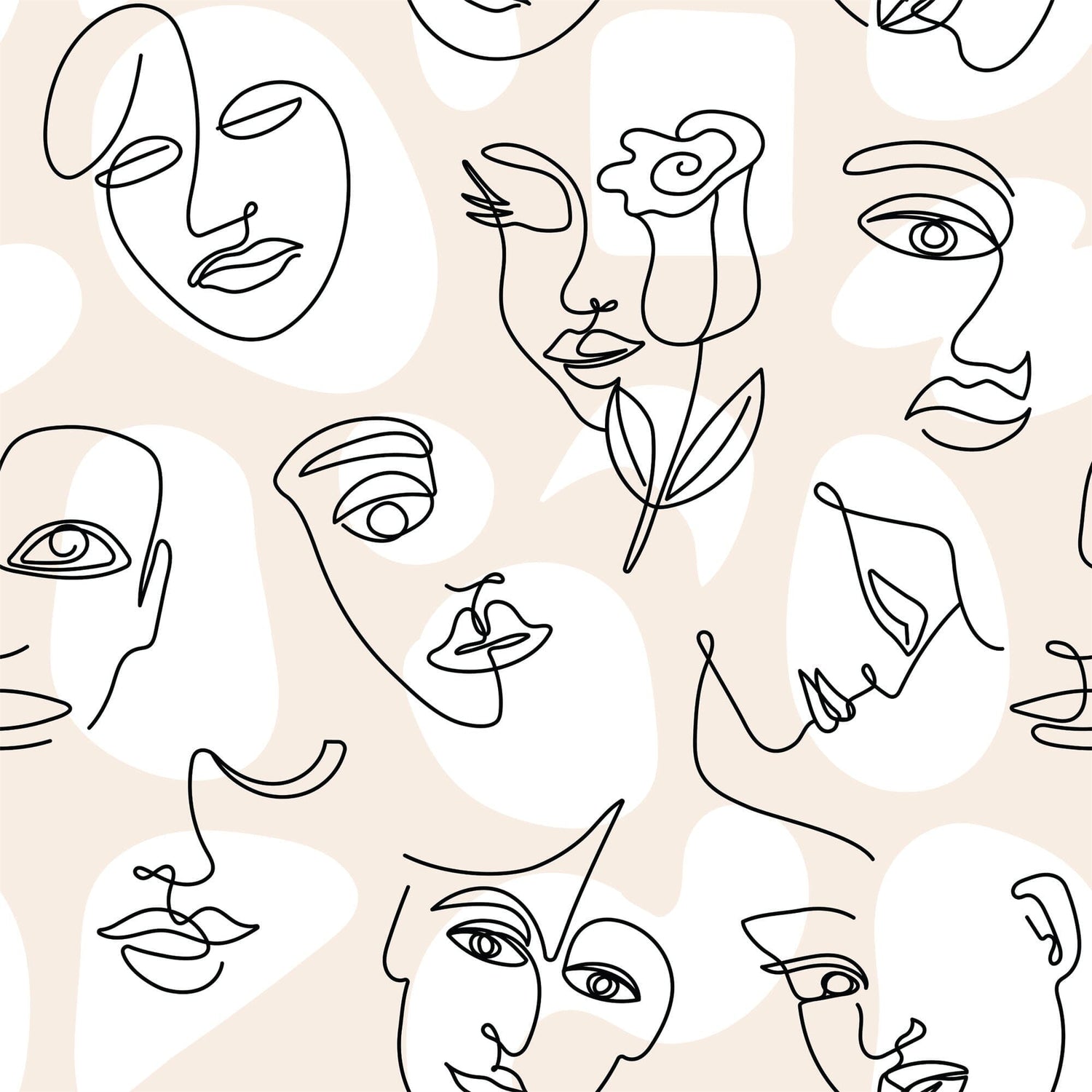 Abstract Line Face Wallpaper - Bohemian Woman Face Wallpaper
