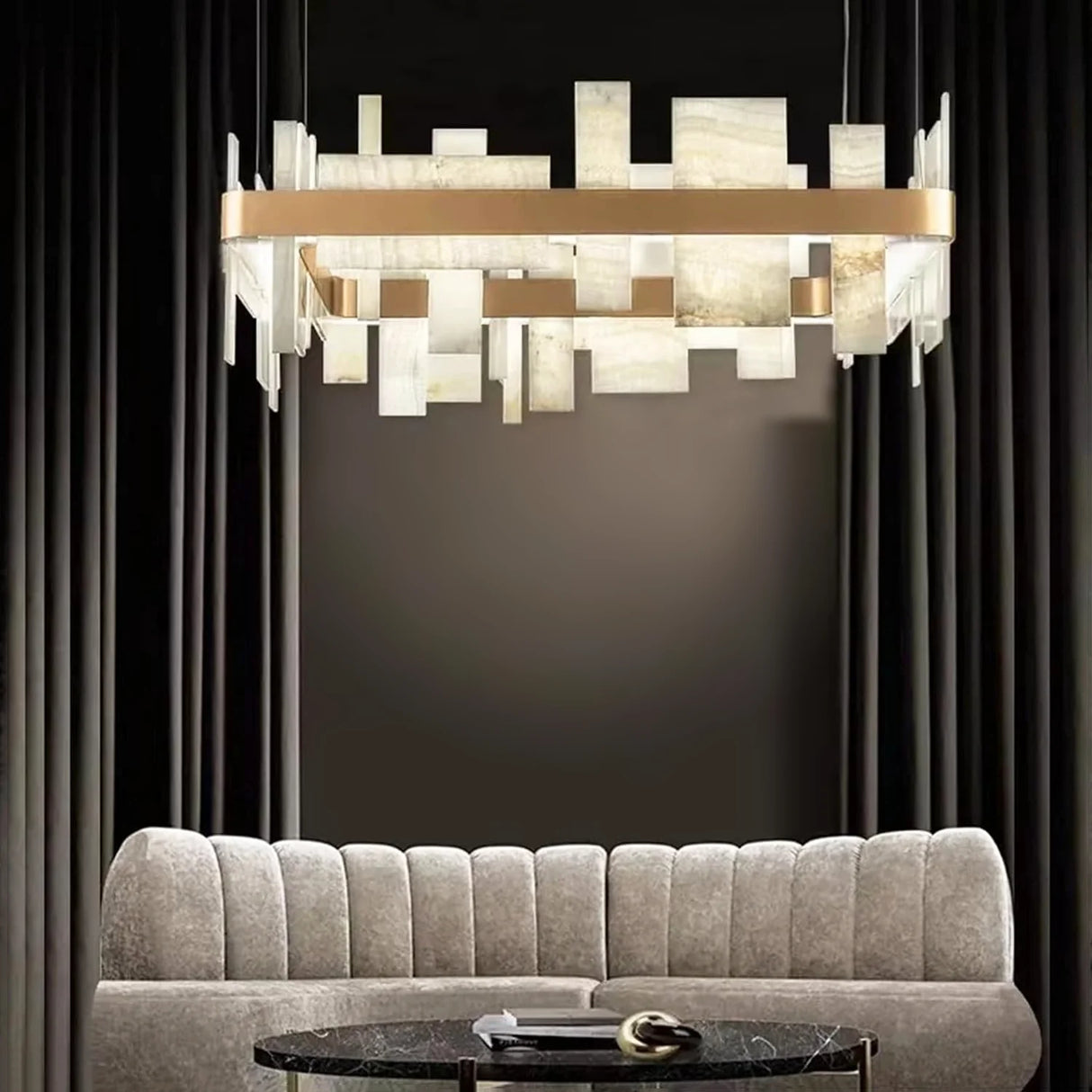 Alabaster Acropolis Square Chandelier