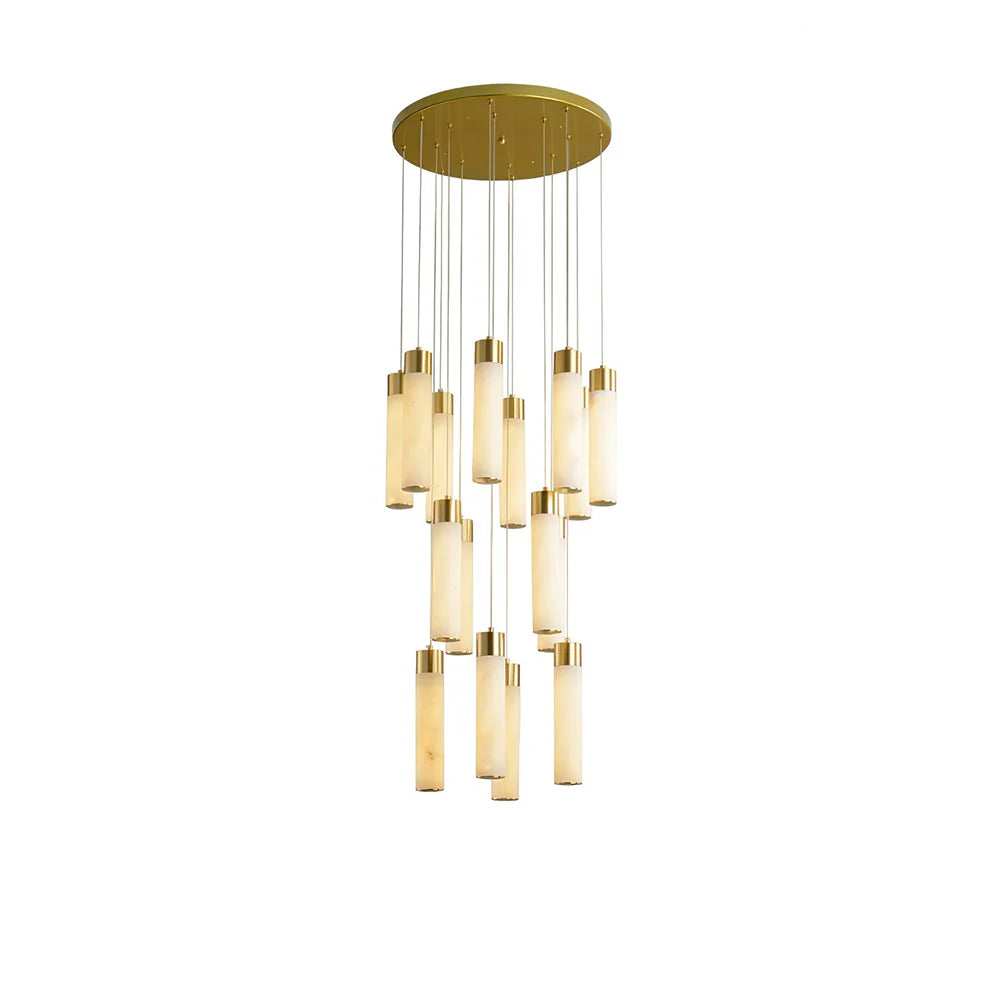 Alabaster Celestial Brass Cascade Chandelier