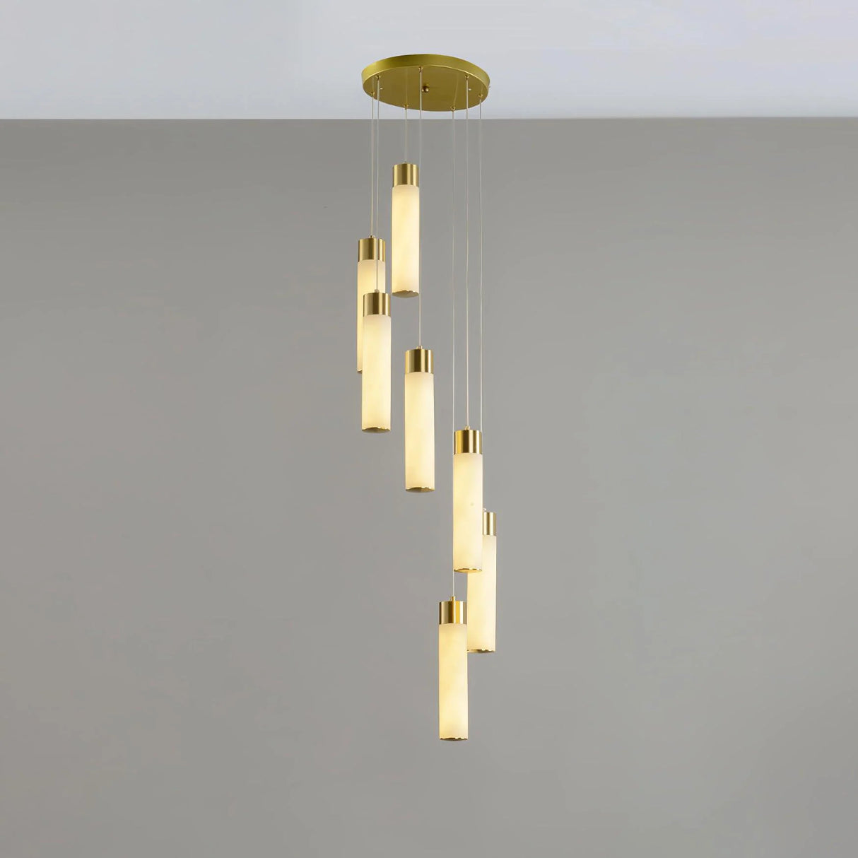 Alabaster Celestial Brass Cascade Chandelier