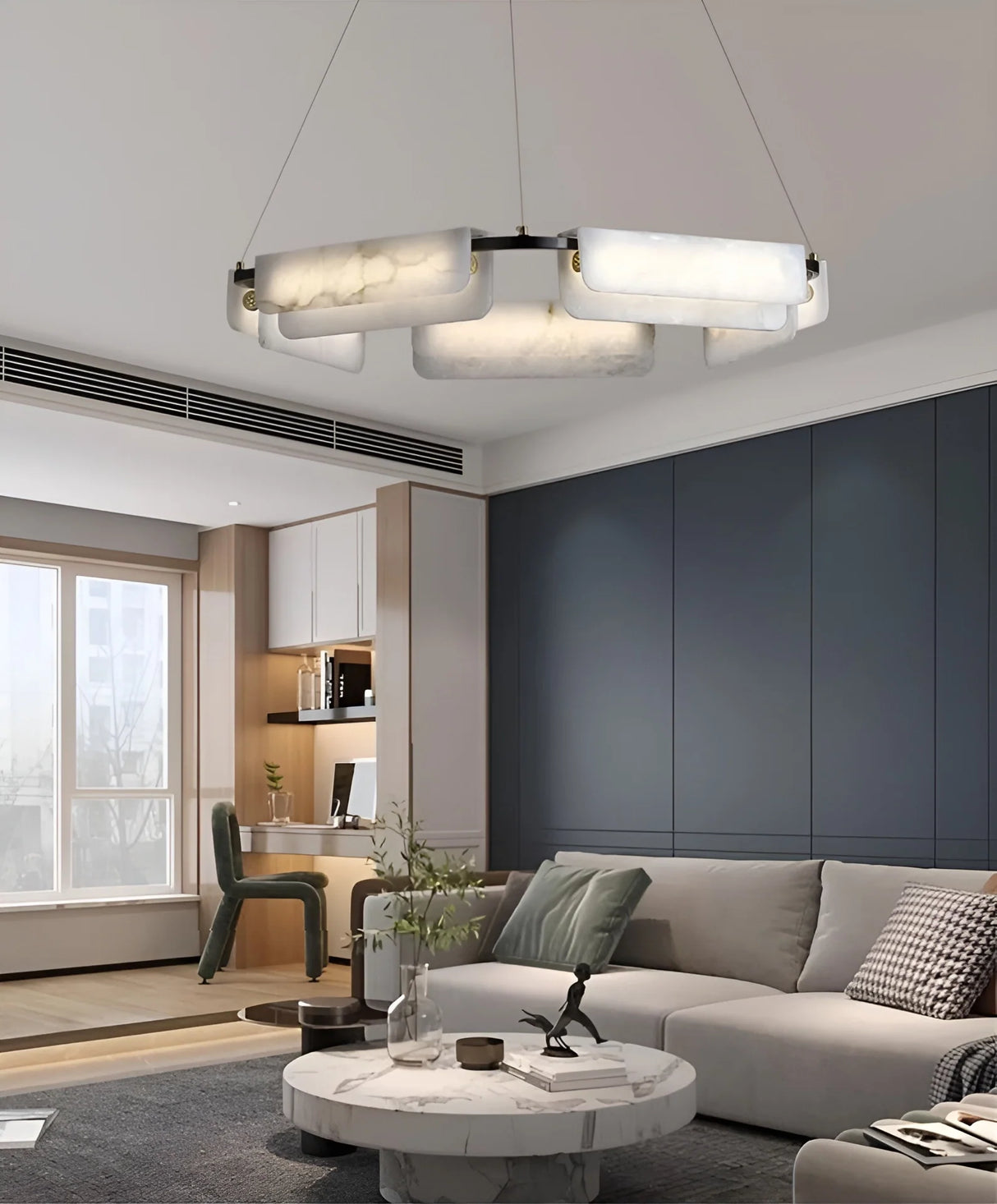 Delia Rectangular Alabaster Chandelier