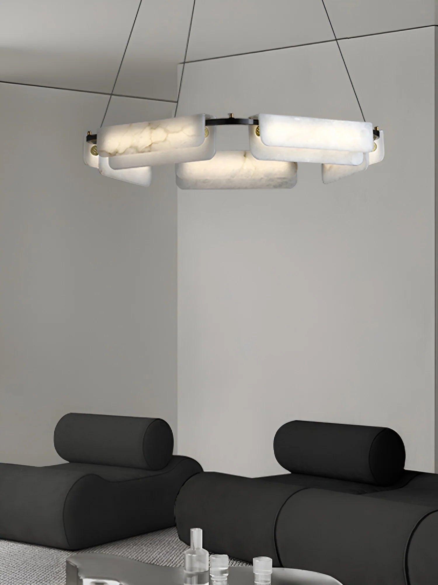 Delia Rectangular Alabaster Chandelier