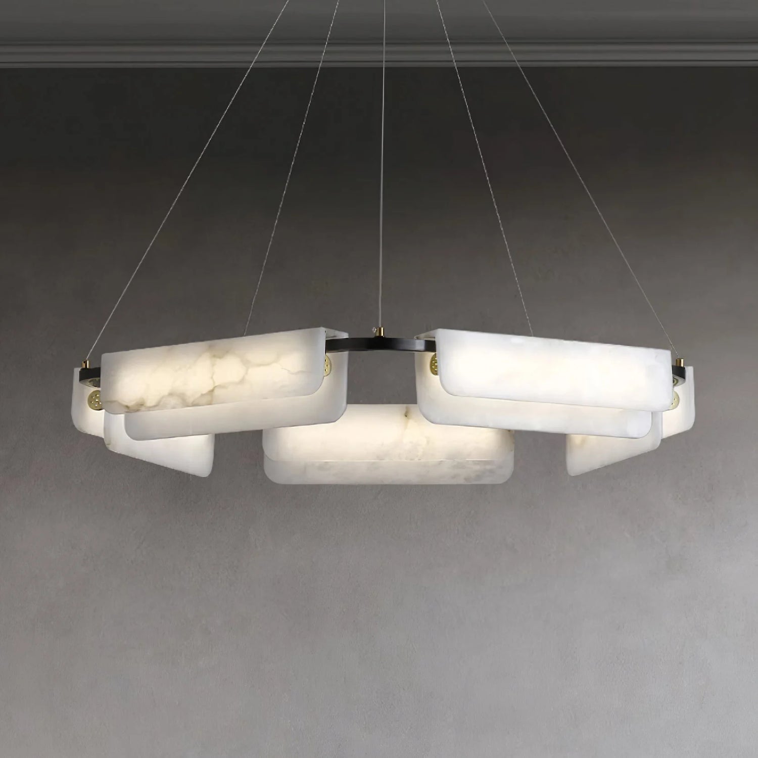 Delia Rectangular Alabaster Chandelier