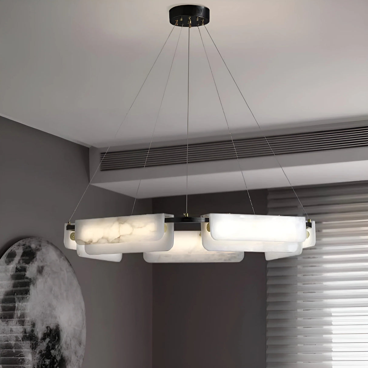 Delia Rectangular Alabaster Chandelier