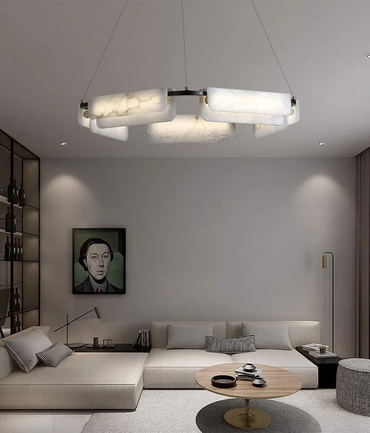 Delia Rectangular Alabaster Chandelier