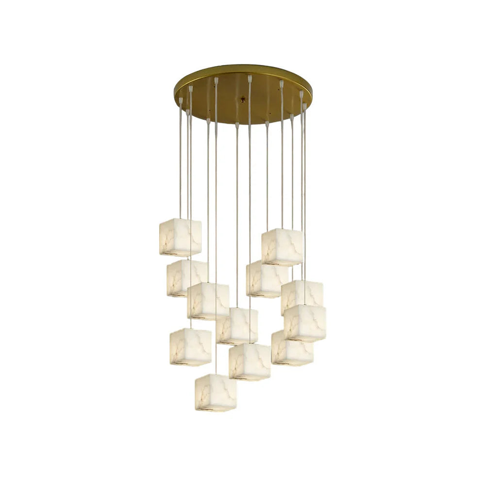 Alabaster Cube Box Chandelier