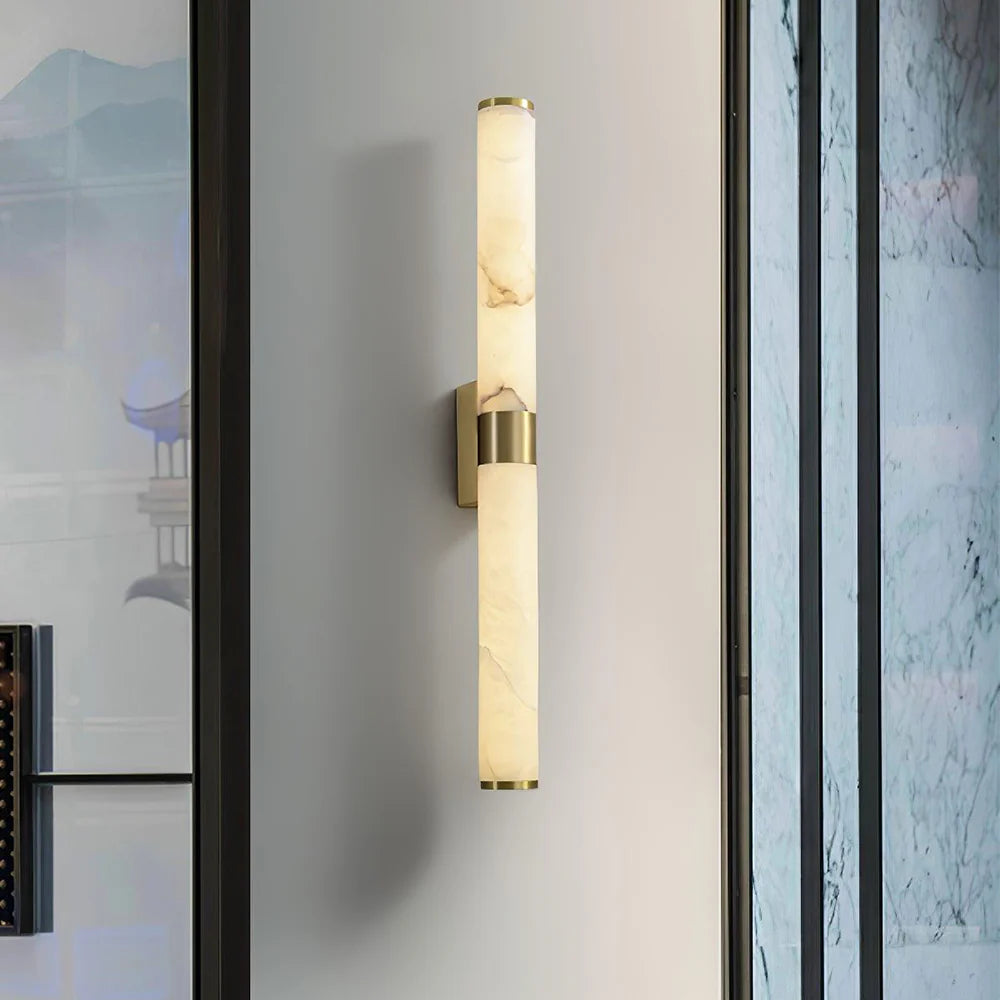Cylindrical Alabaster Line Wall Light