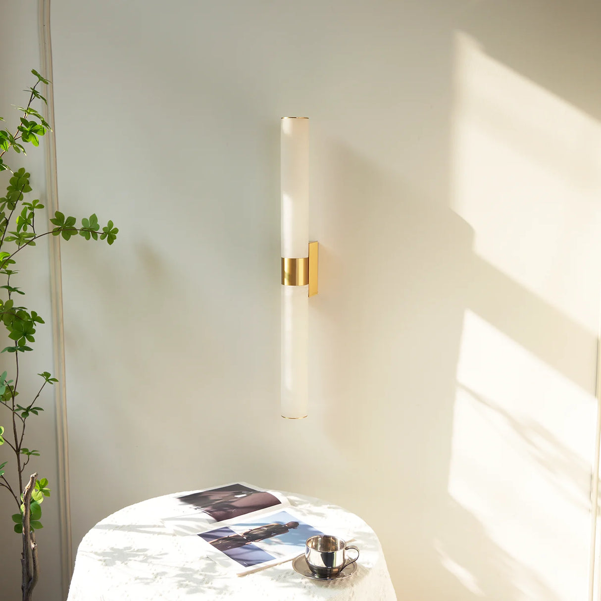 Cylindrical Alabaster Line Wall Light