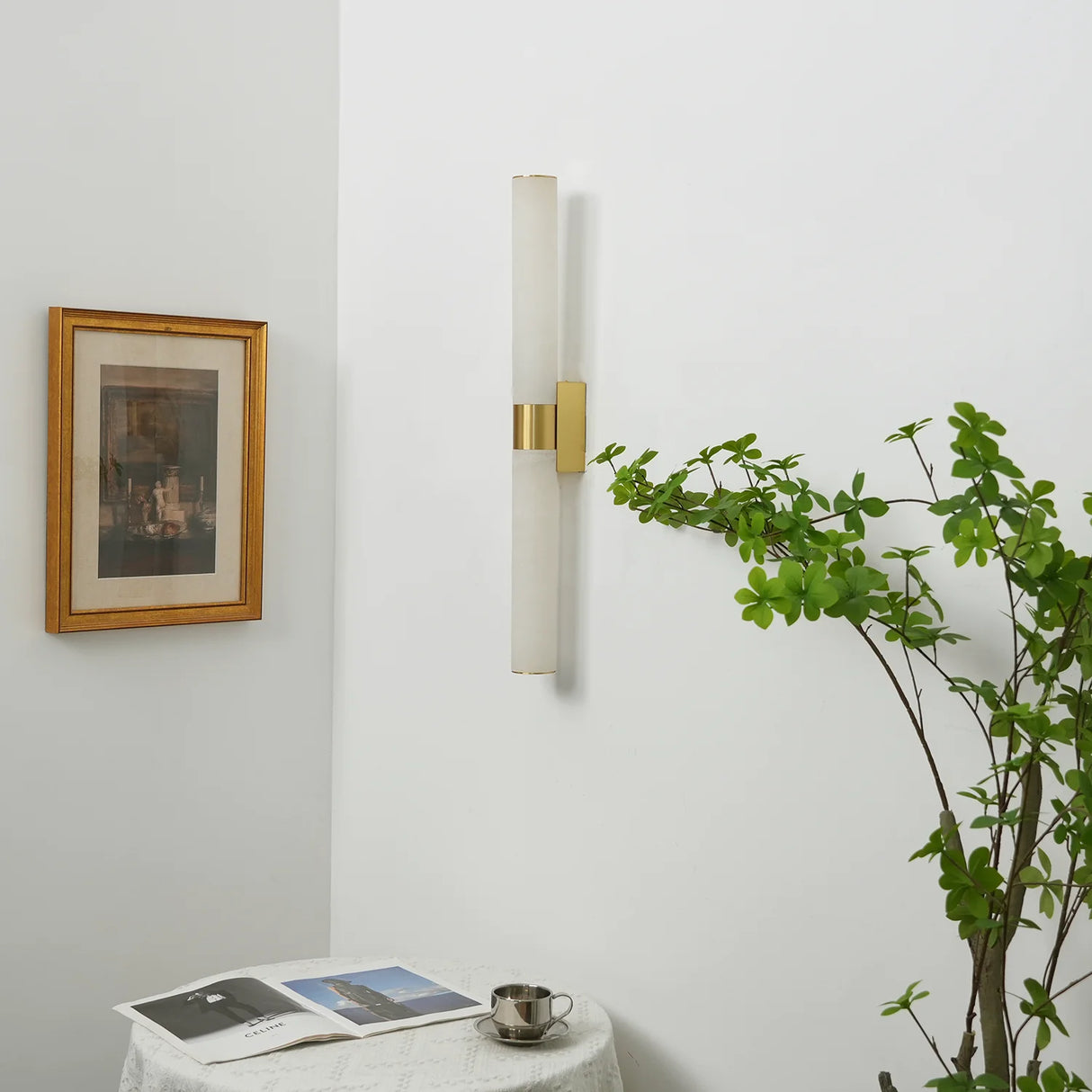 Cylindrical Alabaster Line Wall Light