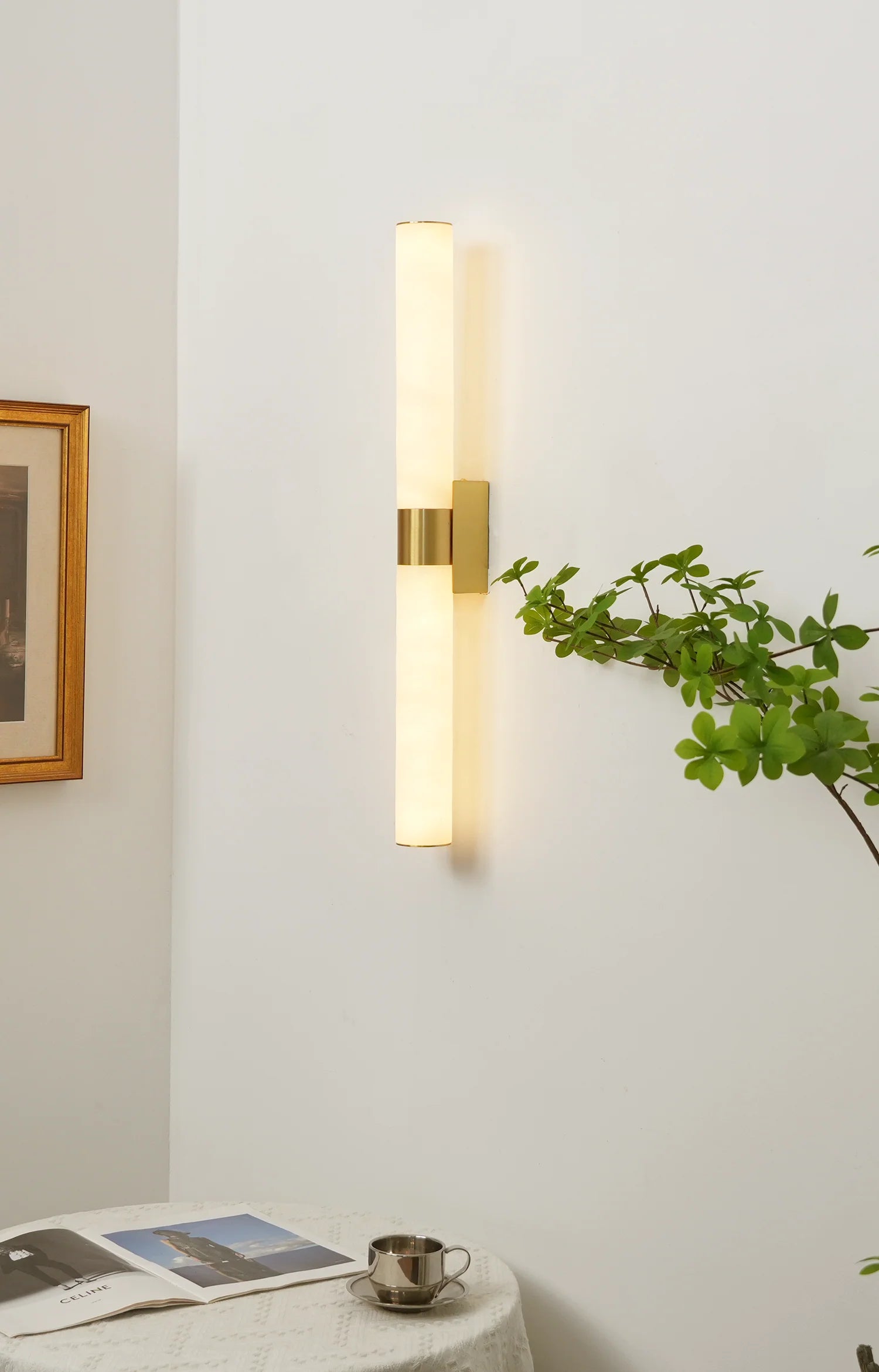 Cylindrical Alabaster Line Wall Light