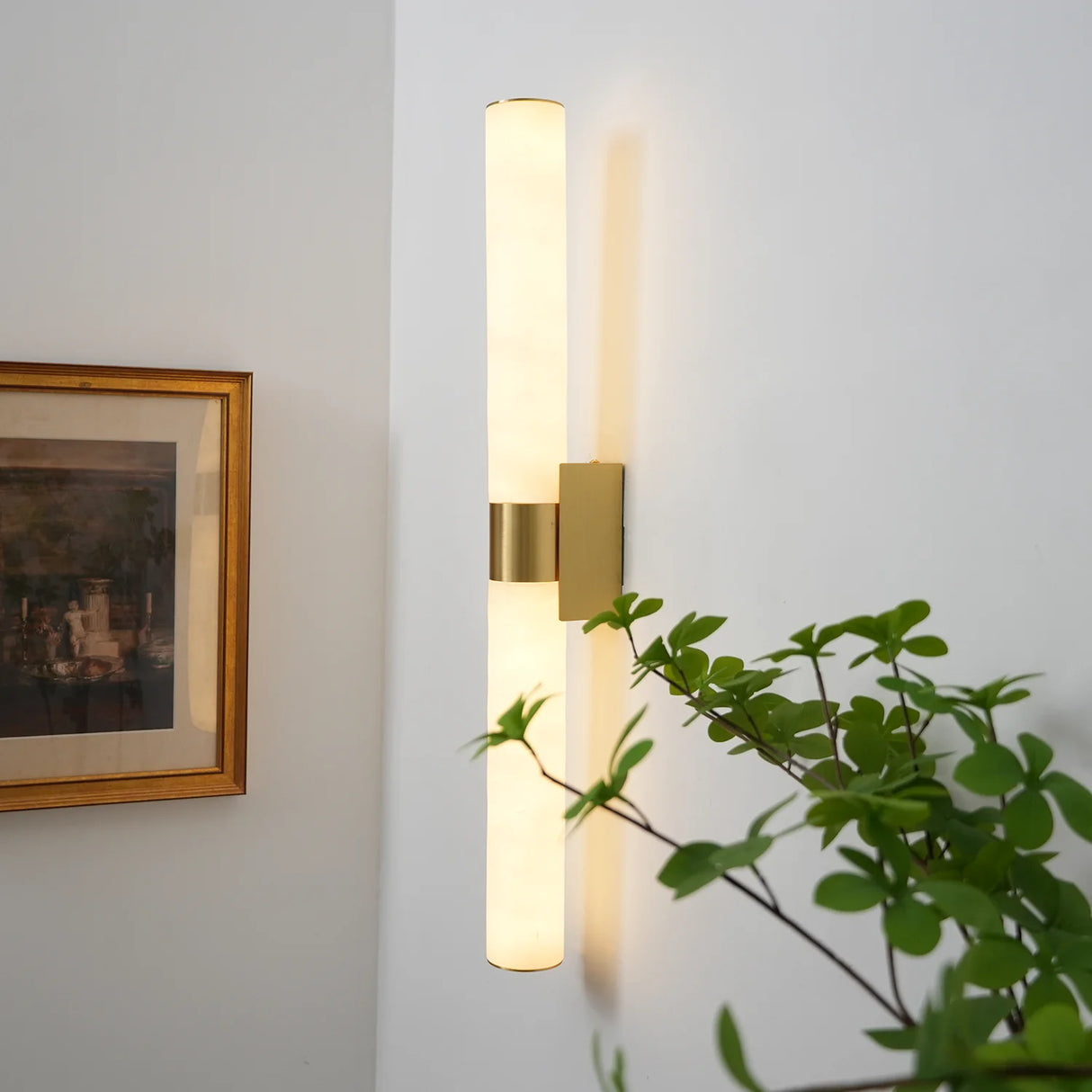 Cylindrical Alabaster Line Wall Light