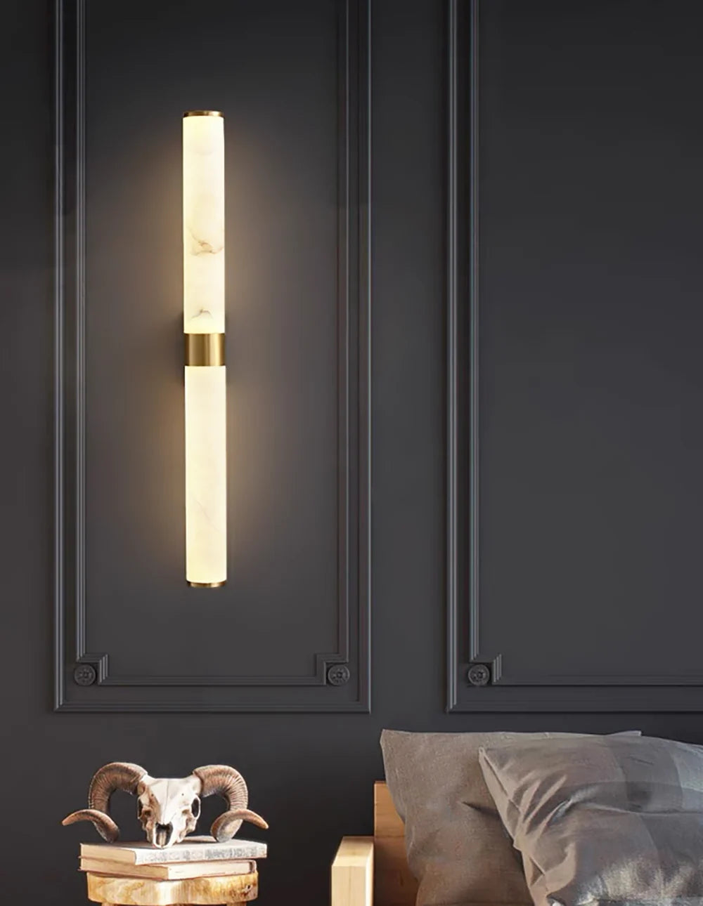 Cylindrical Alabaster Line Wall Light