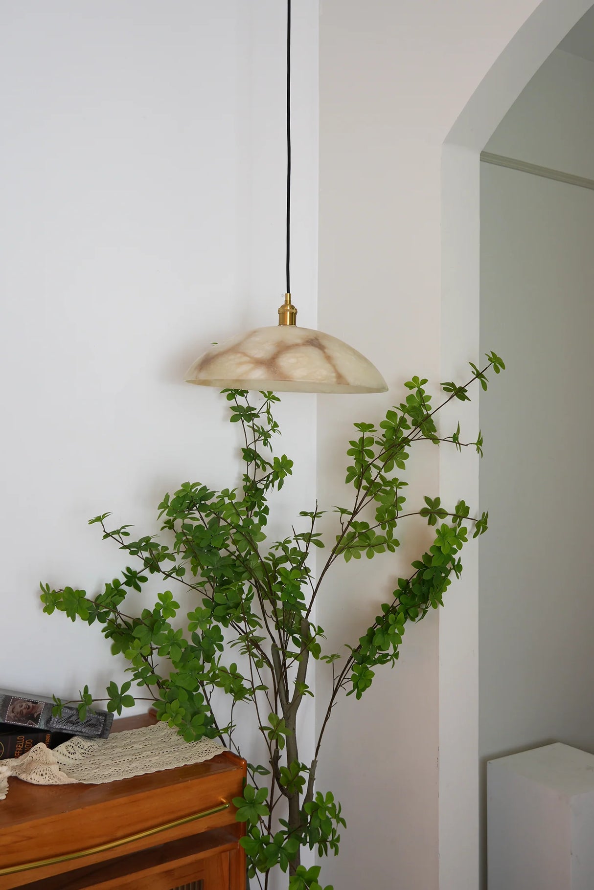 Alabaster Dome Pendant Light