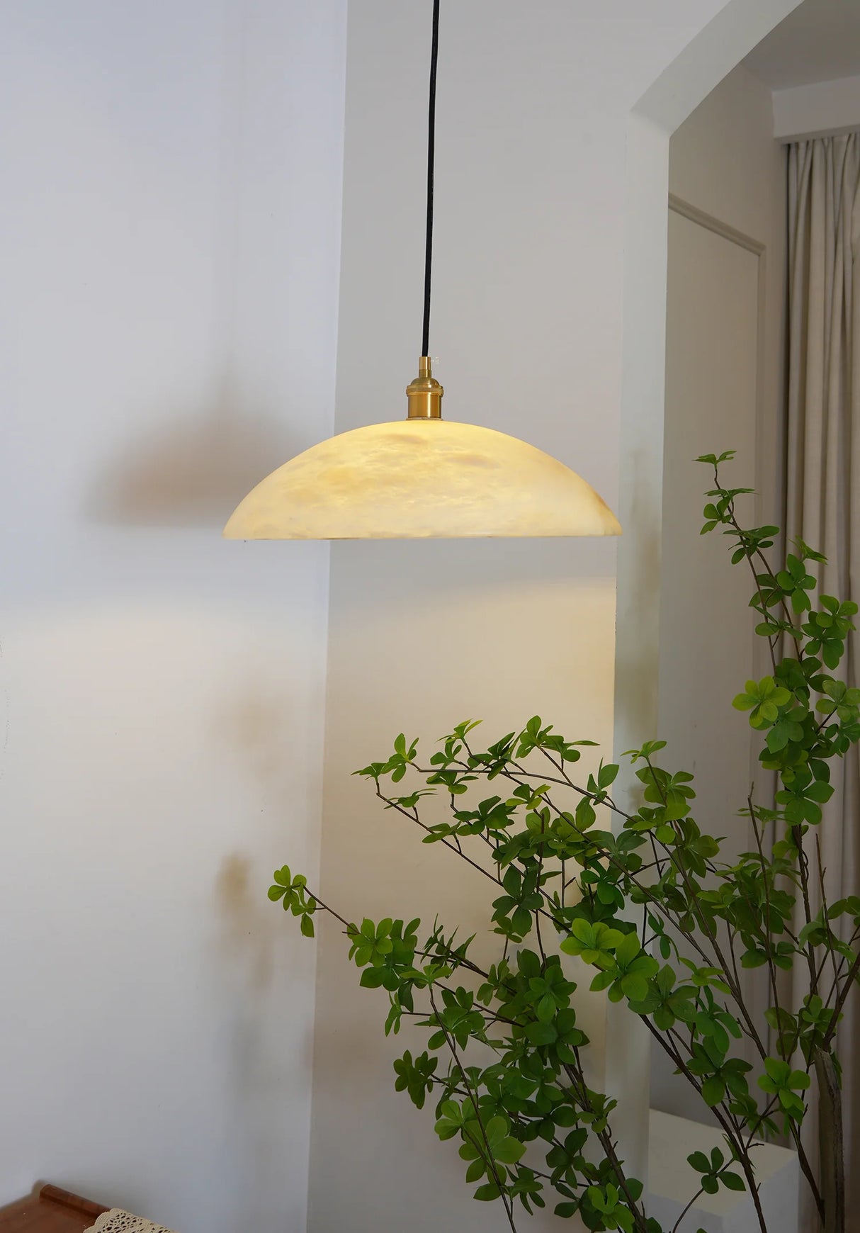 Alabaster Dome Pendant Light