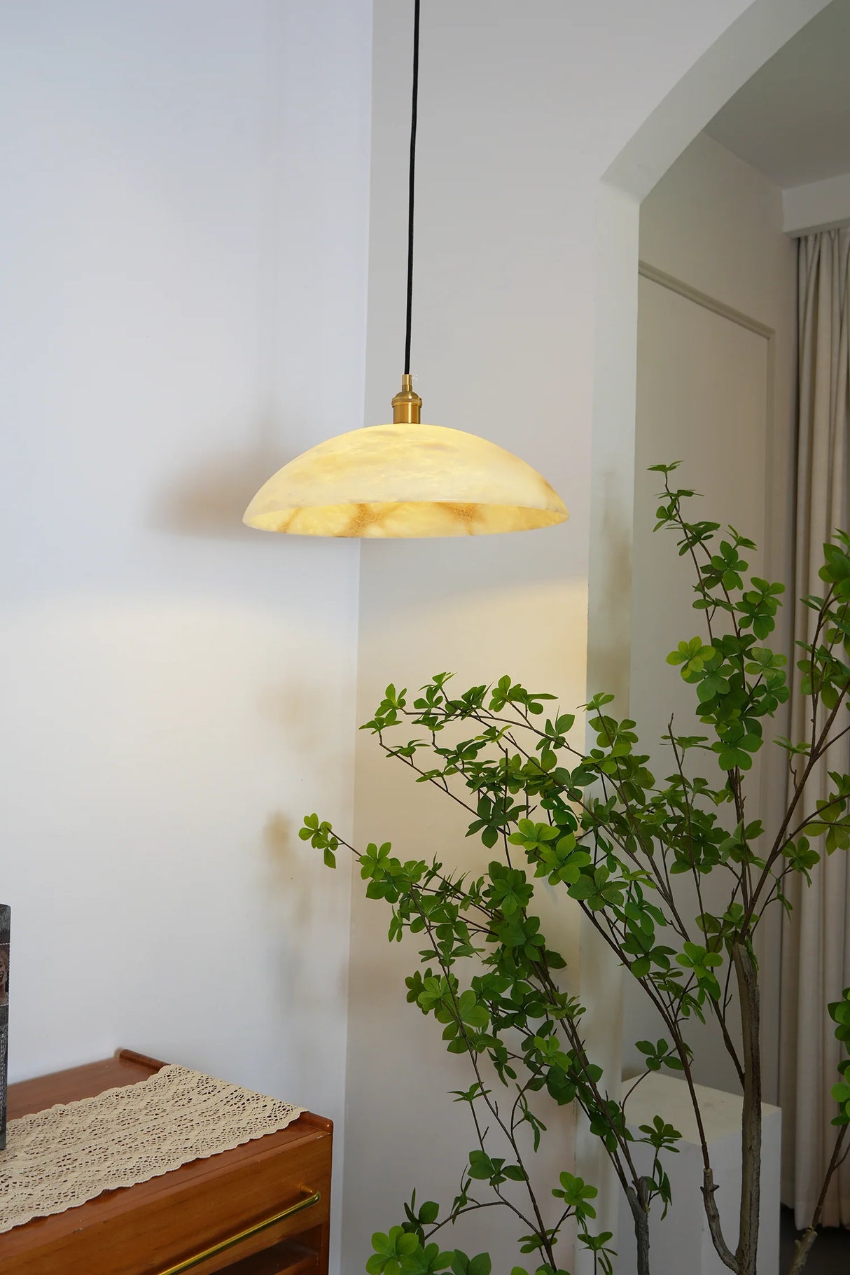 Alabaster Dome Pendant Light