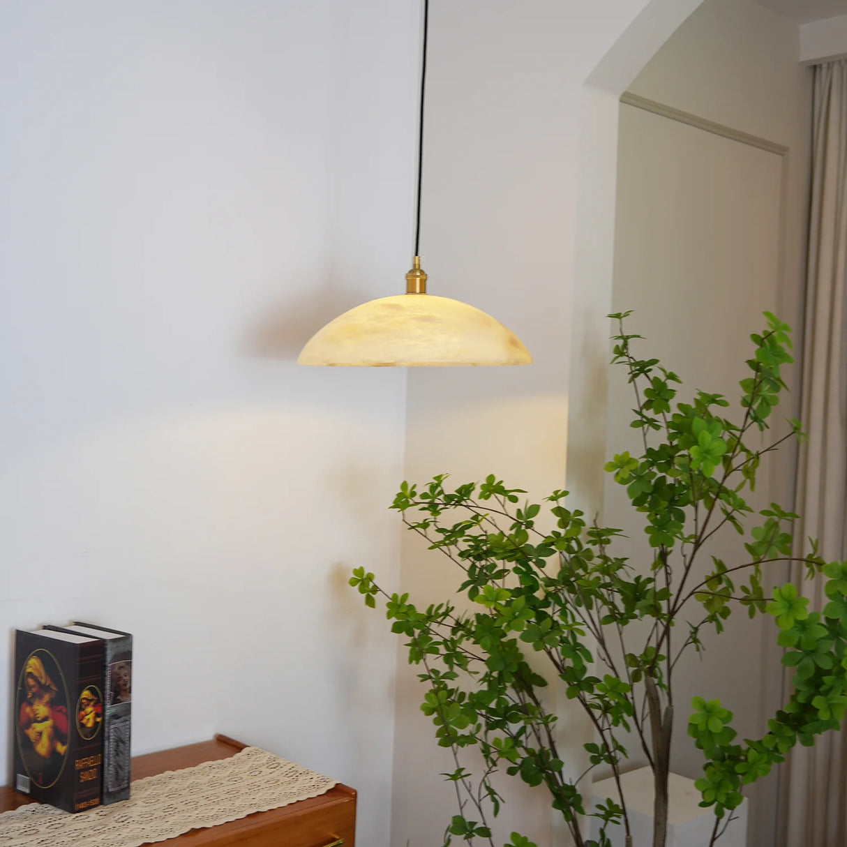 Alabaster Dome Pendant Light