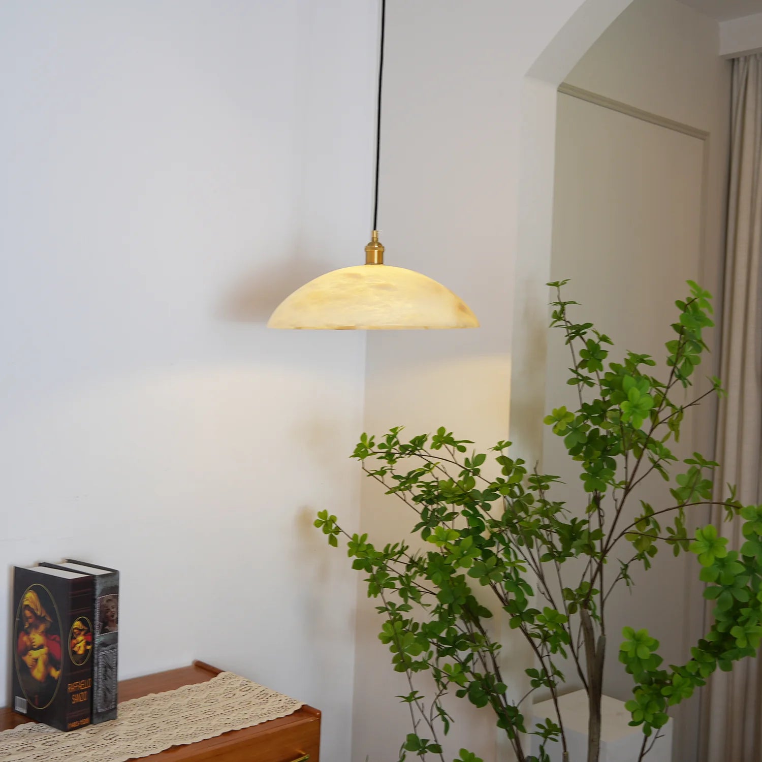 Alabaster Dome Pendant Light