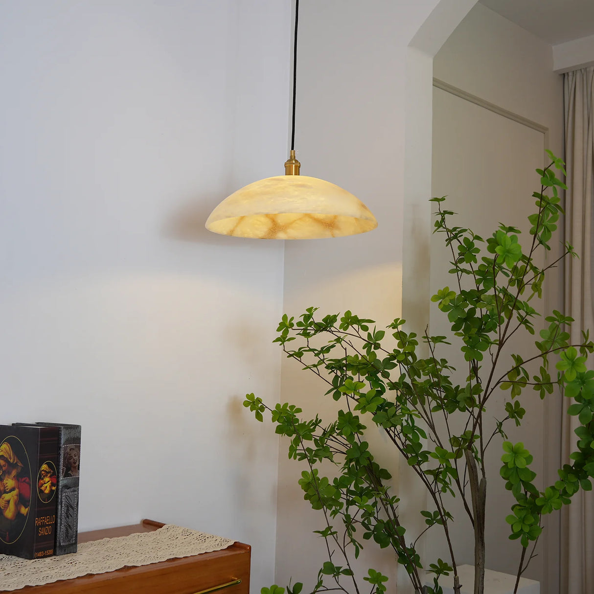 Alabaster Dome Pendant Light