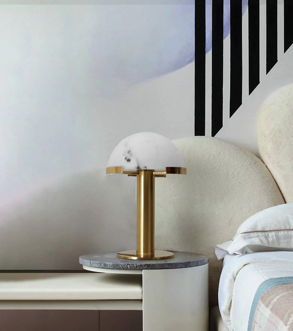 Hemispherical Alabaster Table Lamp