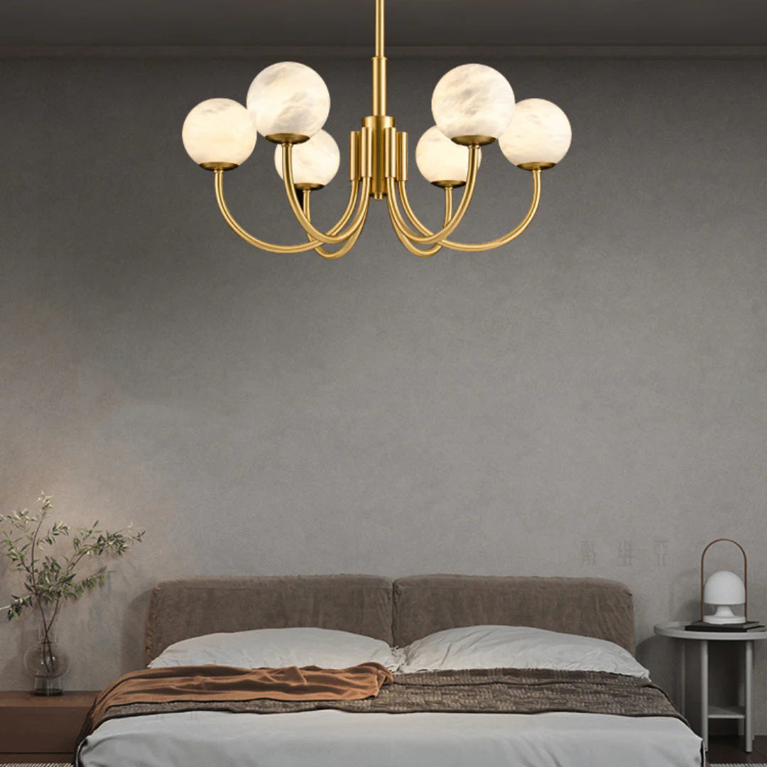 Alabaster Modern Brass Chandelier