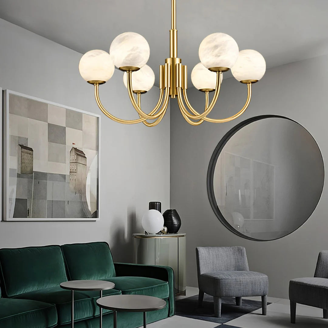 Alabaster Modern Brass Chandelier