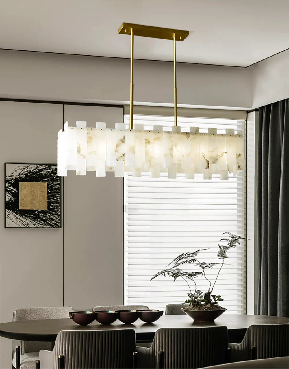 Alabaster Rectangular Linear Chandelier