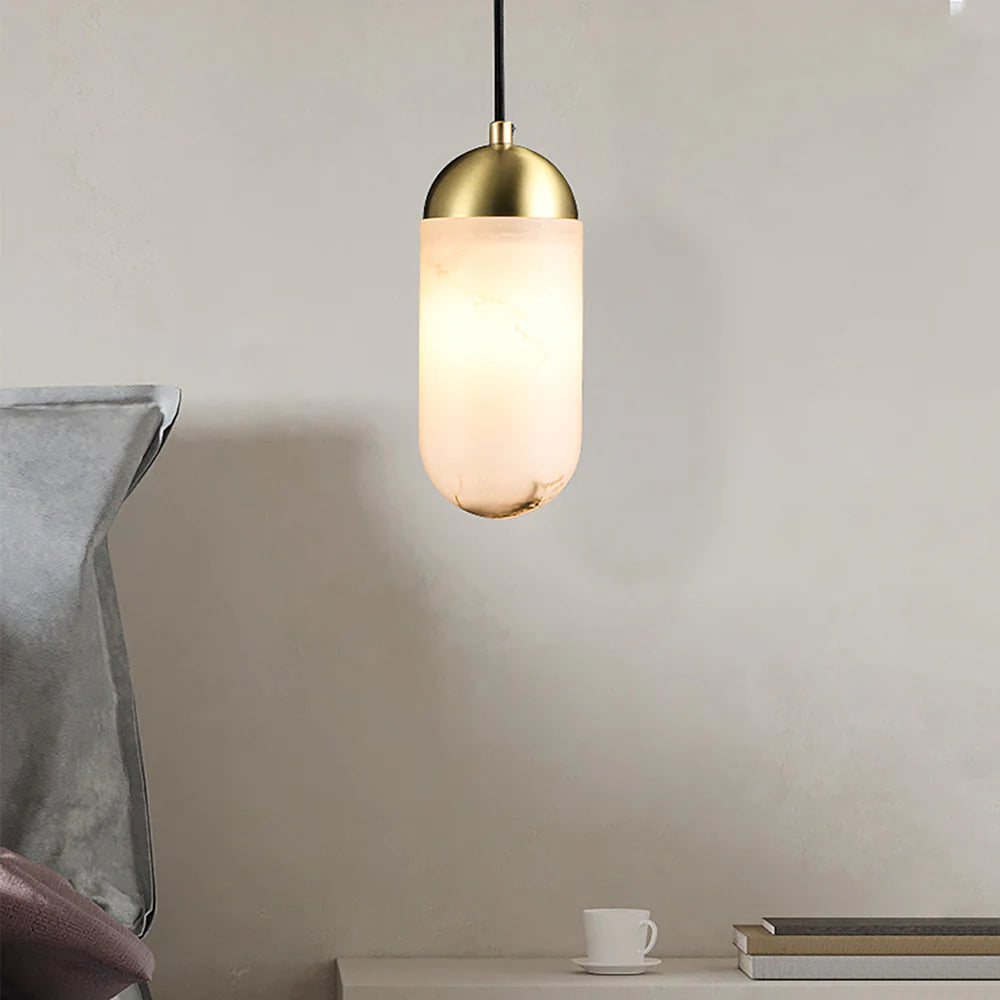 Alabaster Moonshade Copper Pendant Lamp