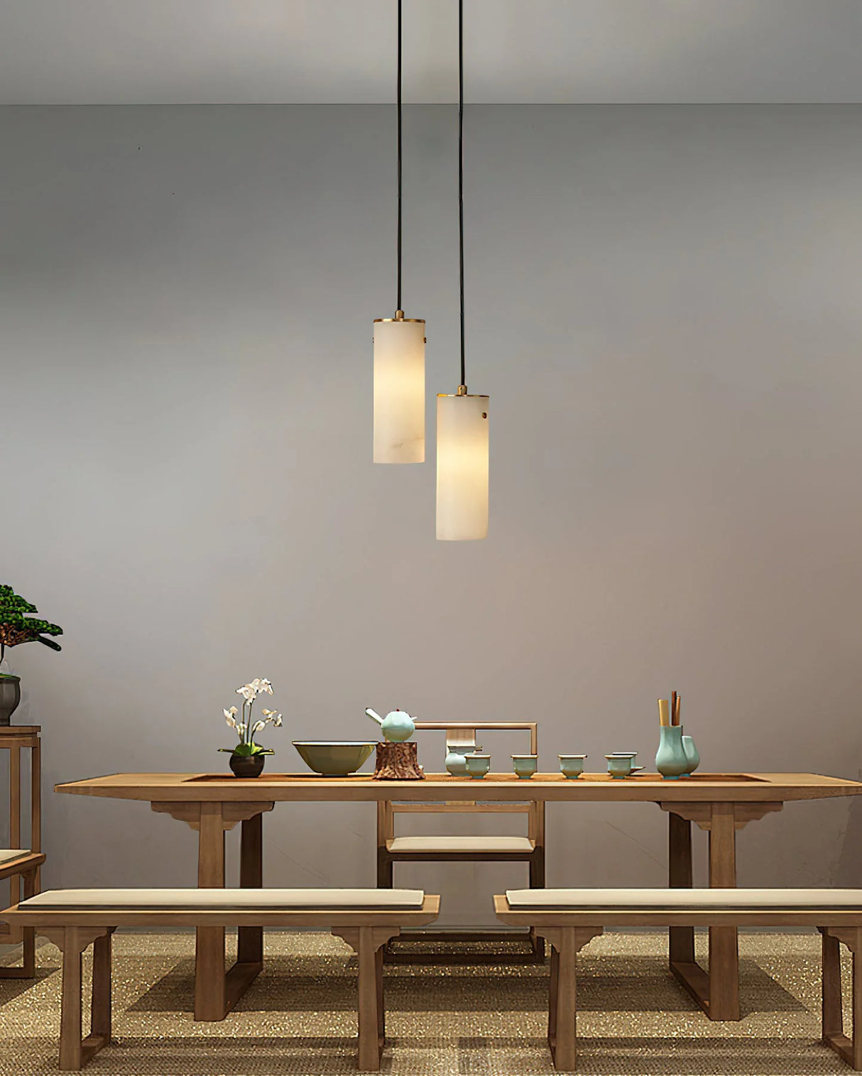 Alabaster Nula Vertical Pendant Light