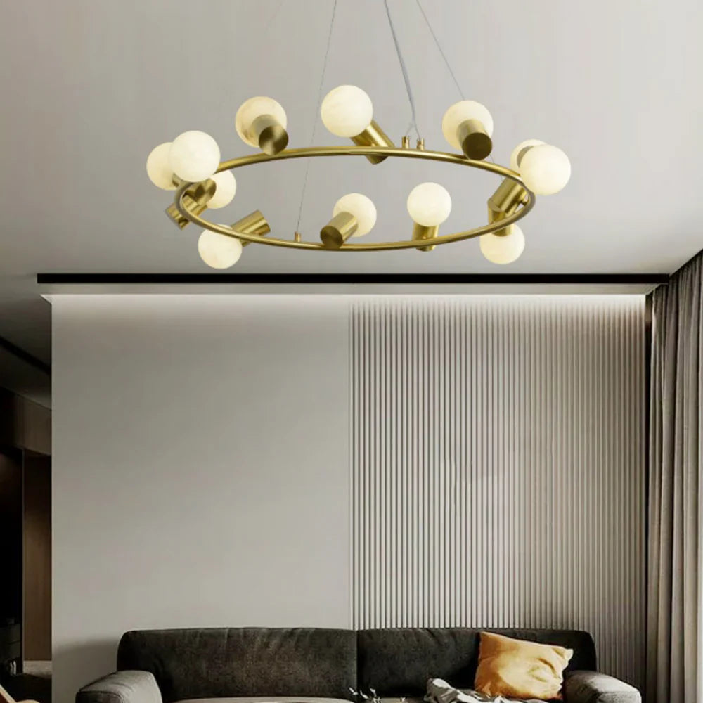 Alabaster Raechelle Brass Chandelier