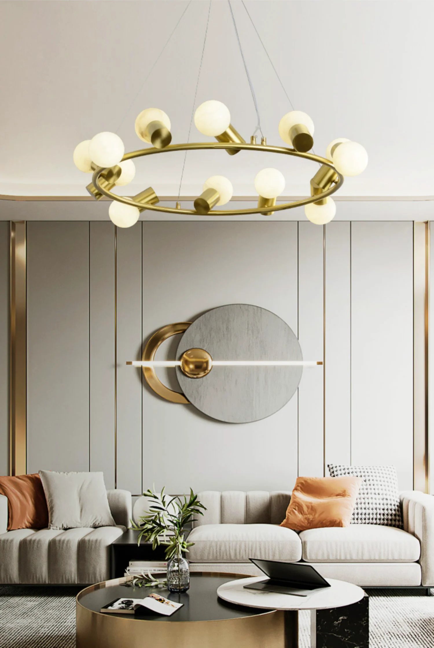 Alabaster Raechelle Brass Chandelier